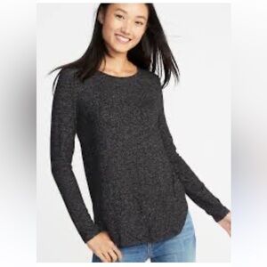Old Navy Plush Knit Long Sleeve Tee Shirt Dark Charcoal Grey